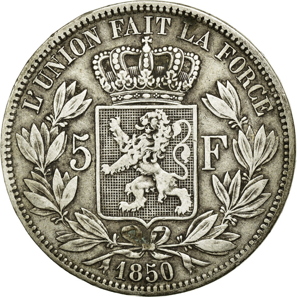 Coin, Belgium, Leopold I, 5 Francs, 5 Frank, 1850, EF(40-45), Silver, KM:17