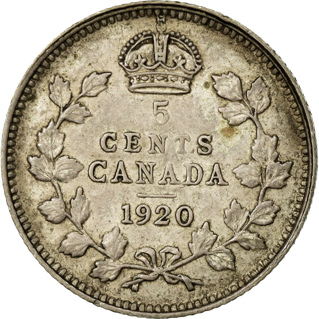 Coin, Canada, George V, 5 Cents, 1920, Royal Canadian Mint, Ottawa, VF(30-35)