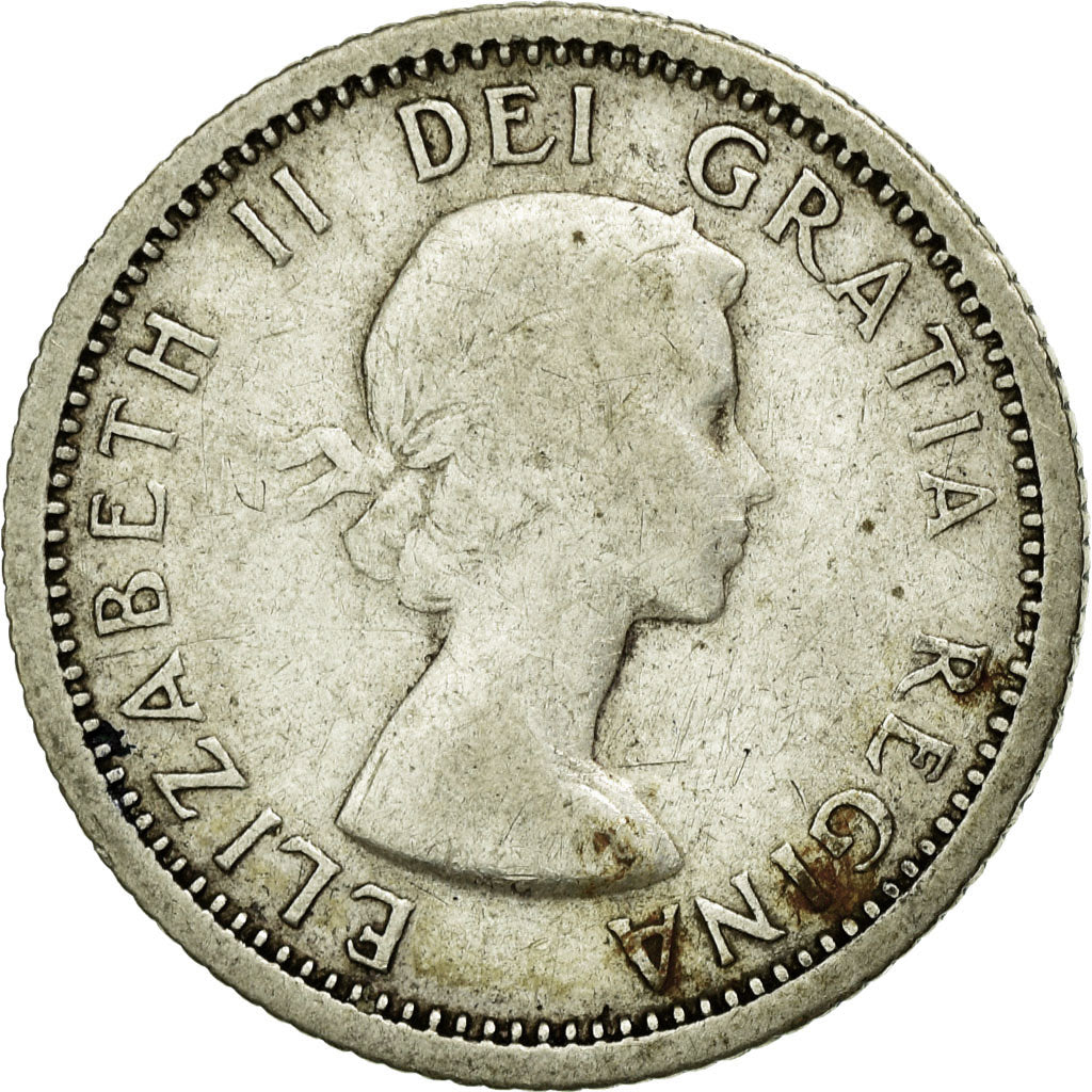 Coin, Canada, Elizabeth II, 10 Cents, 1955, Royal Canadian Mint, Ottawa