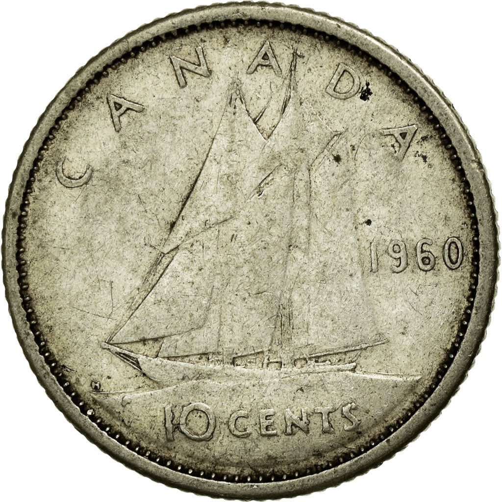 Coin, Canada, Elizabeth II, 10 Cents, 1960, Royal Canadian Mint, Ottawa