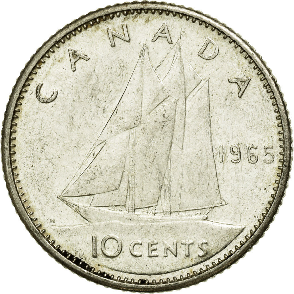 Coin, Canada, Elizabeth II, 10 Cents, 1965, Royal Canadian Mint, Ottawa