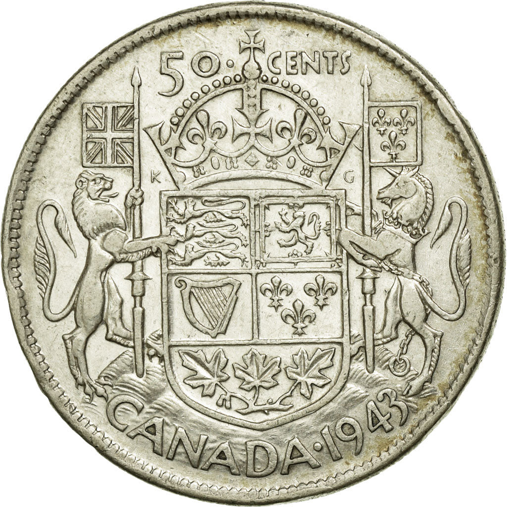 Coin, Canada, George VI, 50 Cents, 1943, Royal Canadian Mint, Ottawa, EF(40-45)