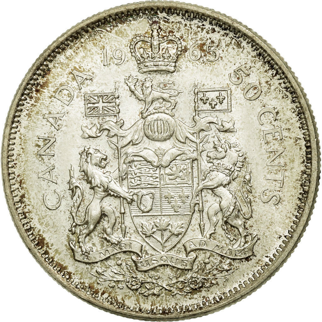 Coin, Canada, Elizabeth II, 50 Cents, 1965, Royal Canadian Mint, Ottawa