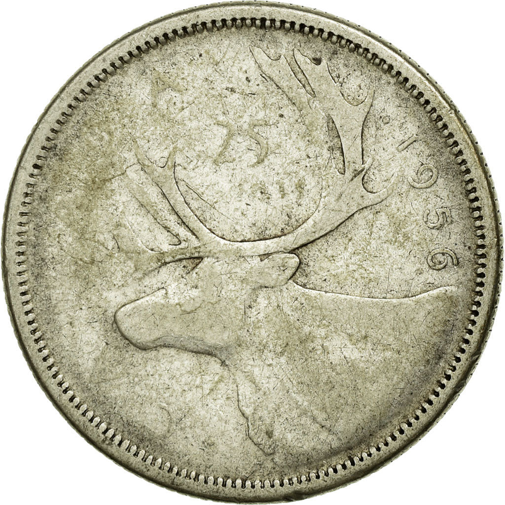 Coin, Canada, Elizabeth II, 25 Cents, 1956, Royal Canadian Mint, Ottawa