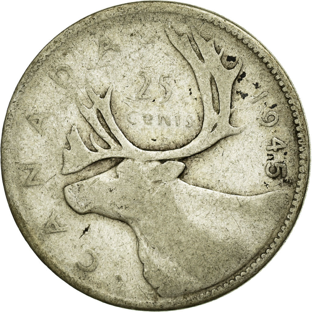 Monnaie, Canada, George VI, 25 Cents, 1945, Royal Canadian Mint, Ottawa, B