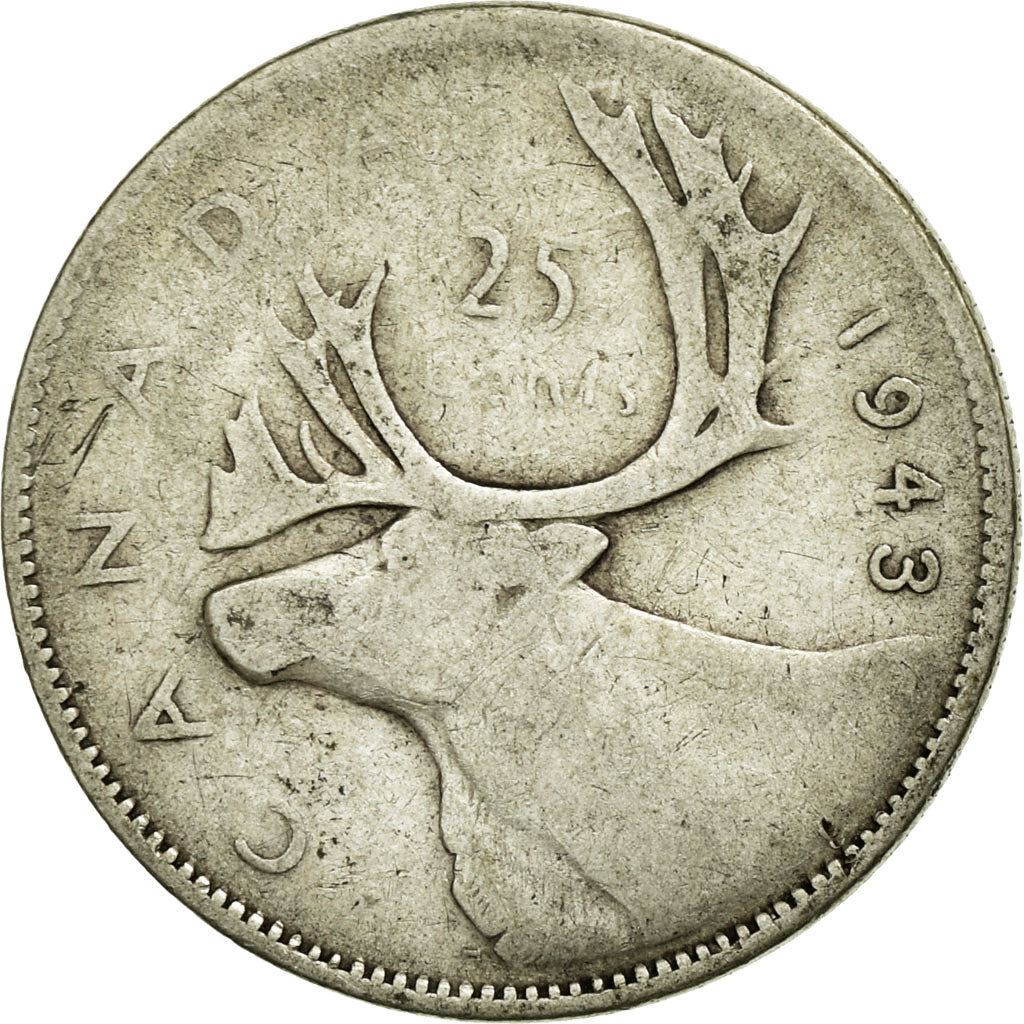 Coin, Canada, George VI, 25 Cents, 1943, Royal Canadian Mint, Ottawa, VF(20-25)