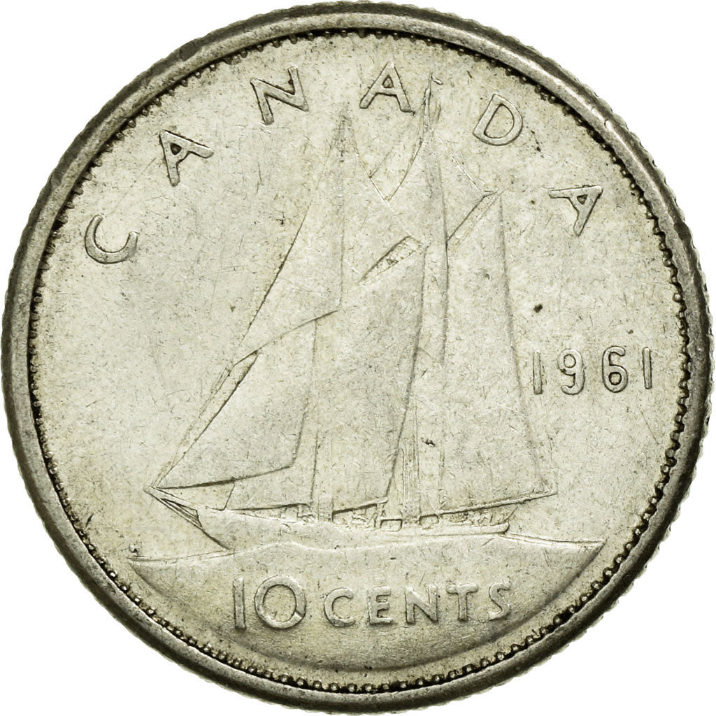 Moneta, Canada, Elizabeth II, 10 Cents, 1961, Royal Canadian Mint, Ottawa