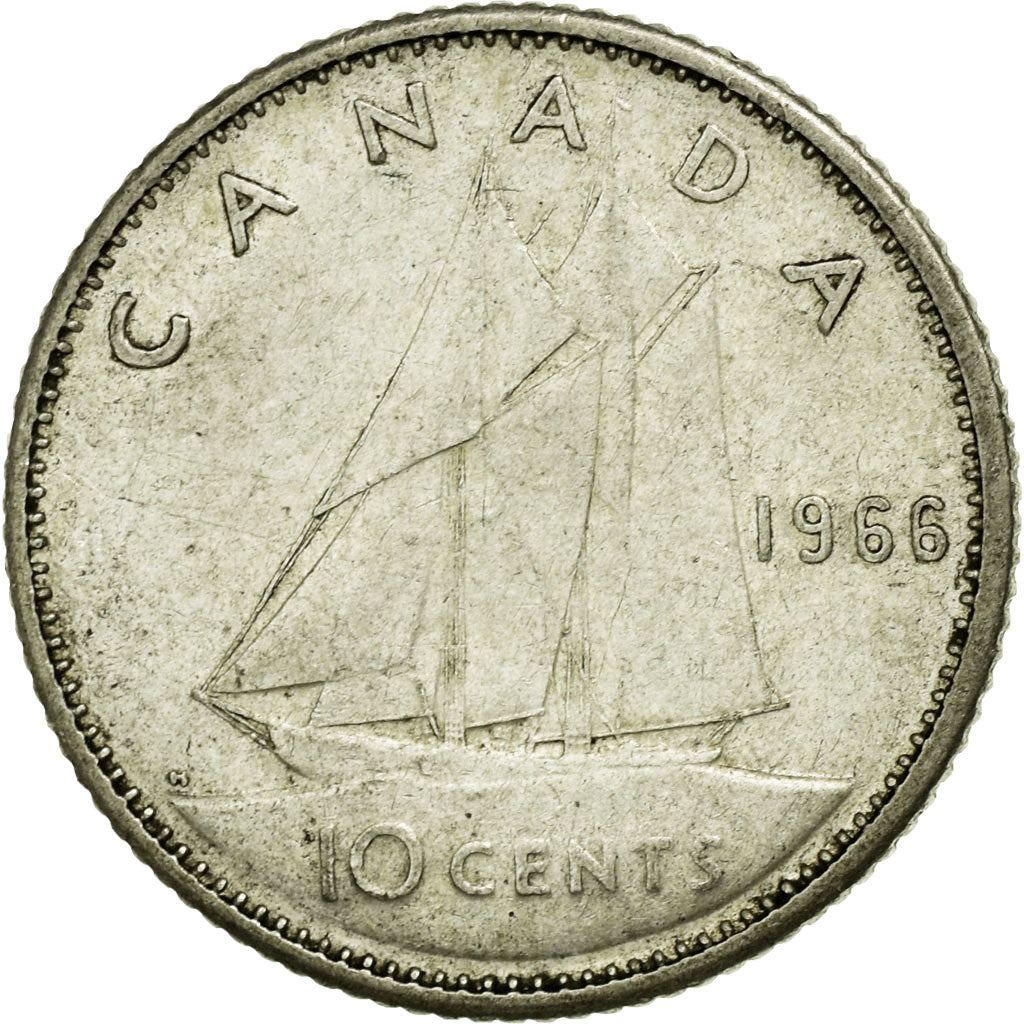 Coin, Canada, Elizabeth II, 10 Cents, 1966, Royal Canadian Mint, Ottawa