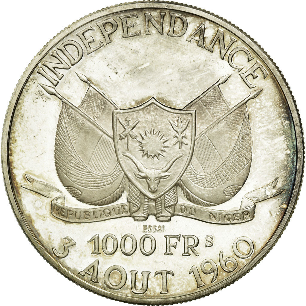 Moneda, Níger, 1000 Francs, 1960, EBC, Plata, KM:6