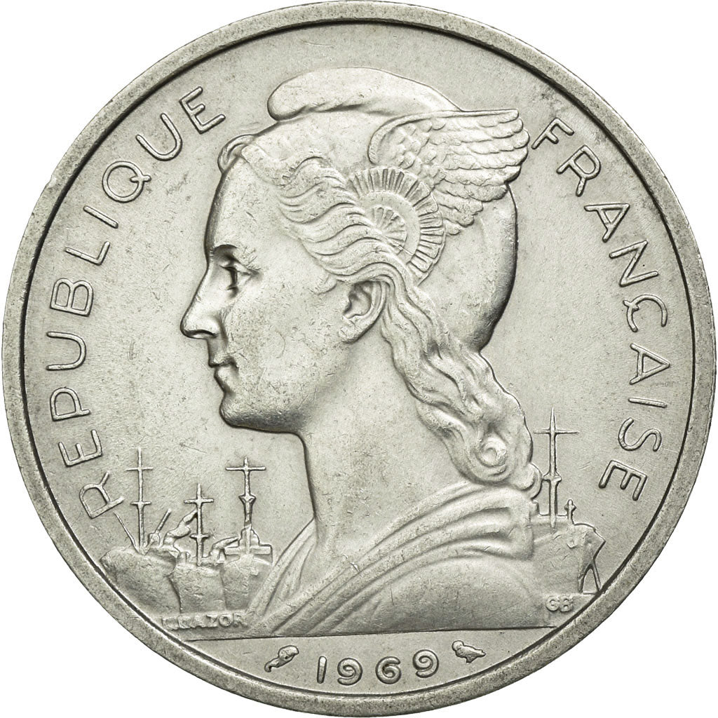 Coin, Réunion, 5 Francs, 1969, AU(55-58), Aluminum, KM:9