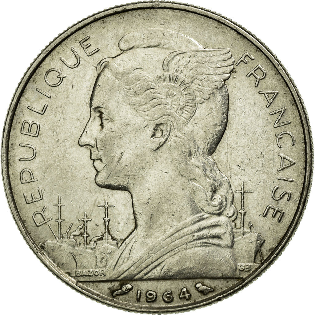 Coin, Réunion, 50 Francs, 1964, EF(40-45), Nickel, KM:12