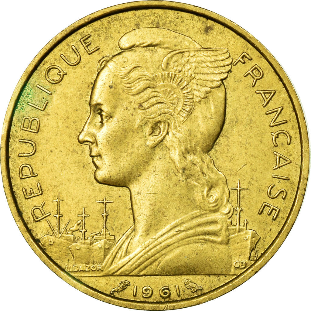 Coin, Réunion, 20 Francs, 1961, VF(30-35), Aluminum-Bronze, KM:11