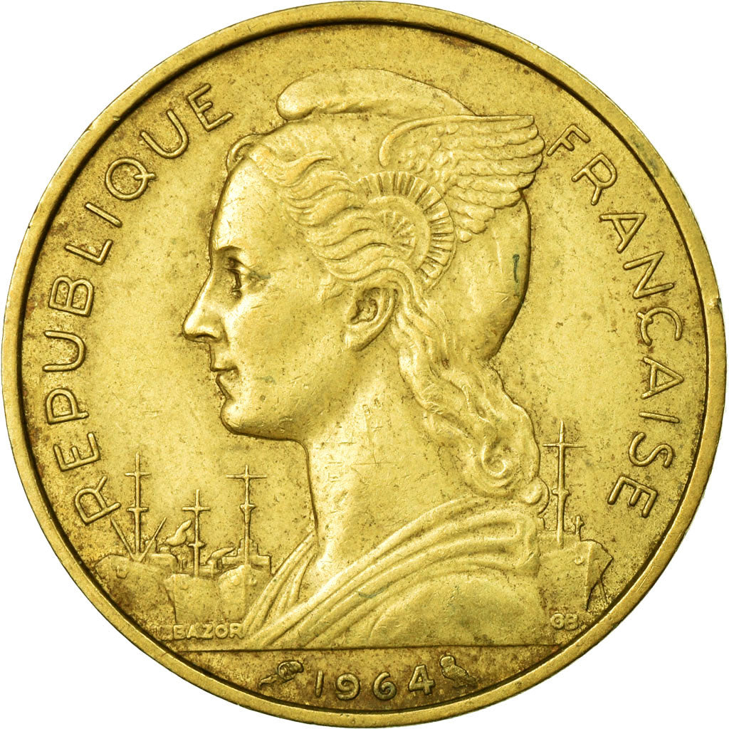 Coin, Réunion, 20 Francs, 1964, EF(40-45), Aluminum-Bronze, KM:11