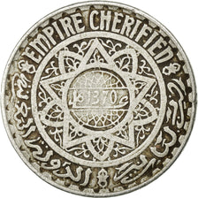 Moneda, Marruecos, Mohammed V, 5 Francs, AH 1370/1951, Paris, BC+, Aluminio