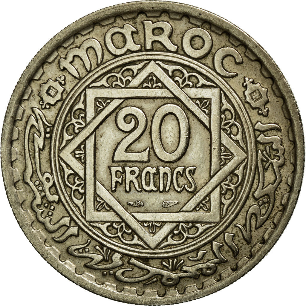 Coin, Morocco, Mohammed V, 20 Francs, AH 1366/1947, Paris, EF(40-45)