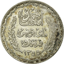 Moneta, Tunisia, Ahmad Pasha Bey, 5 Francs, 1936/AH1355, Paris, BB, Argento