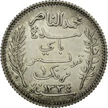Coin, Tunisia, Muhammad al-Nasir Bey, Franc, 1916/AH1334, Paris, EF(40-45)