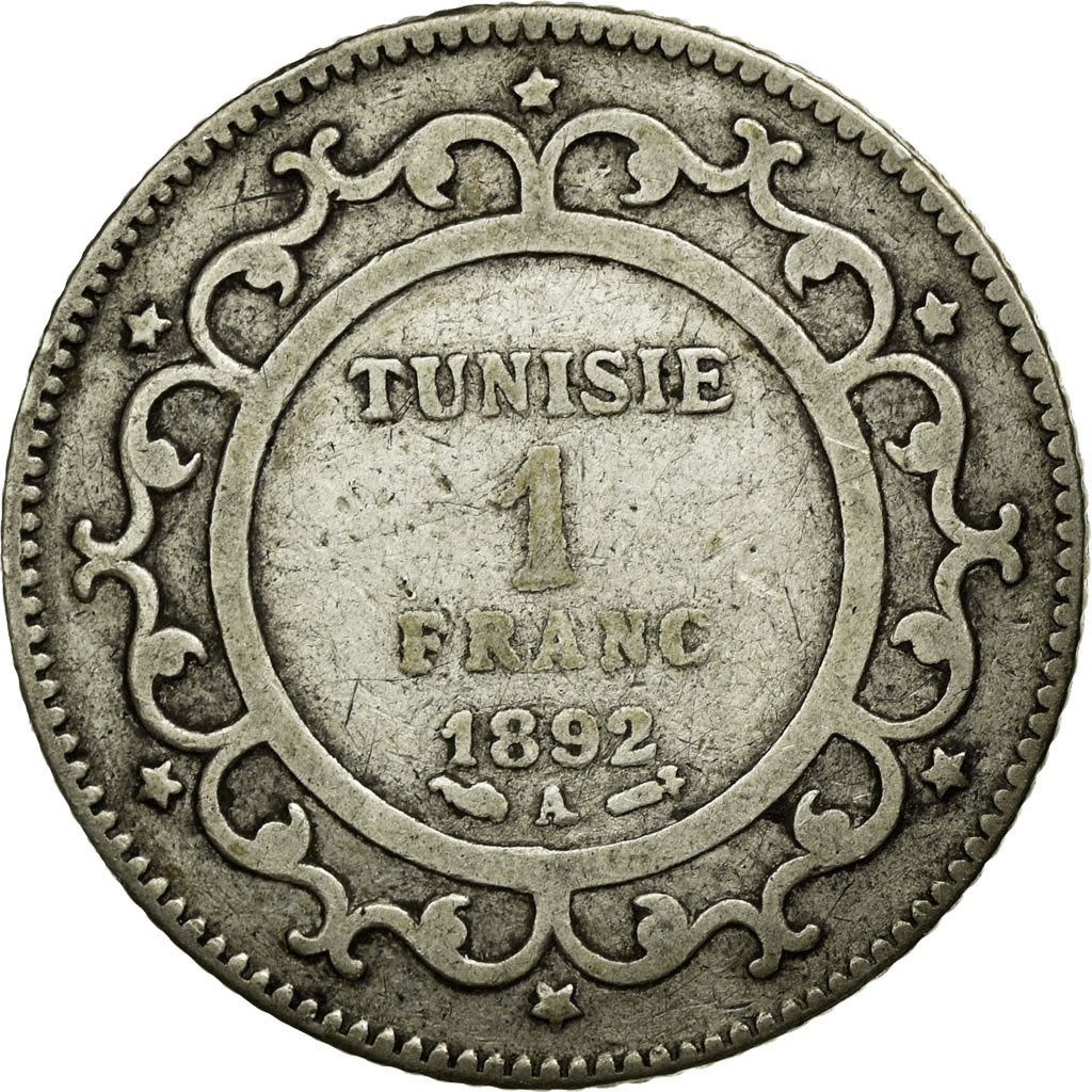 Monnaie, Tunisie, Ali Bey, Franc, 1892/AH1309, Paris, TB+, Argent, KM:224