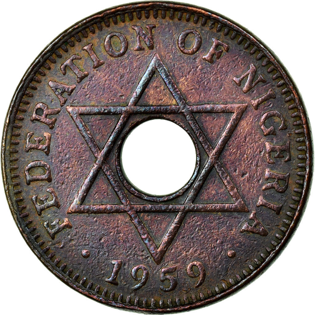 Moeda, Nigéria, Elizabeth II, 1/2 Penny, 1959, EF(40-45), Bronze, KM:1