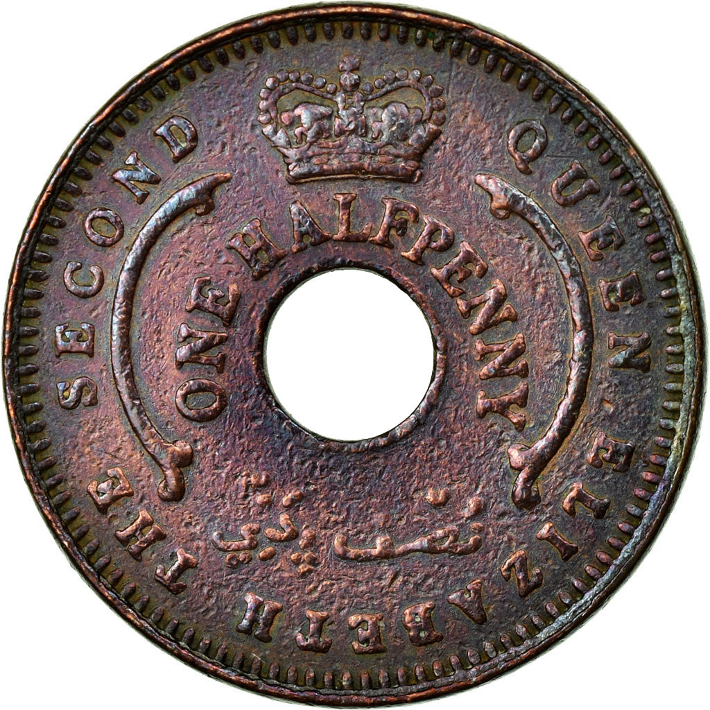 Moeda, Nigéria, Elizabeth II, 1/2 Penny, 1959, EF(40-45), Bronze, KM:1