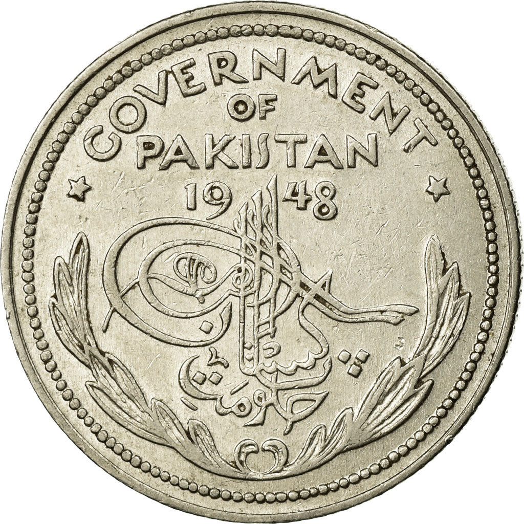 Coin, Pakistan, 1/2 Rupee, 1948, EF(40-45), Nickel, KM:6