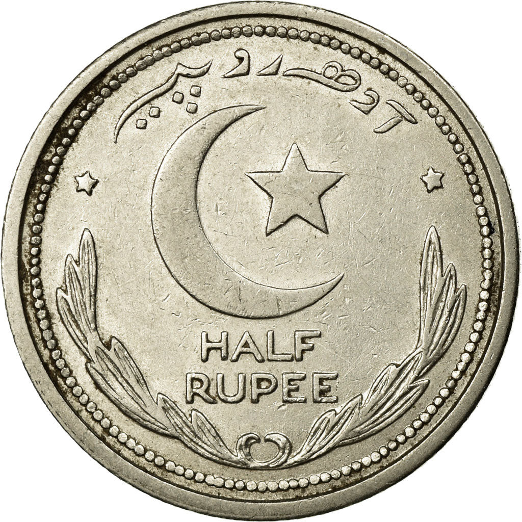 Coin, Pakistan, 1/2 Rupee, 1948, EF(40-45), Nickel, KM:6