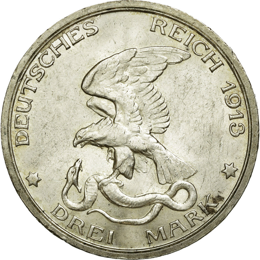 Coin, German States, PRUSSIA, Wilhelm II, 3 Mark, 1913, Berlin, EF(40-45)