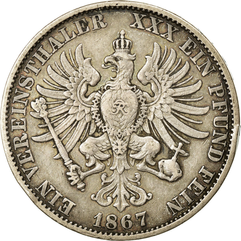 Coin, German States, PRUSSIA, Wilhelm I, Thaler, 1867, Frankfurt, VF(30-35)