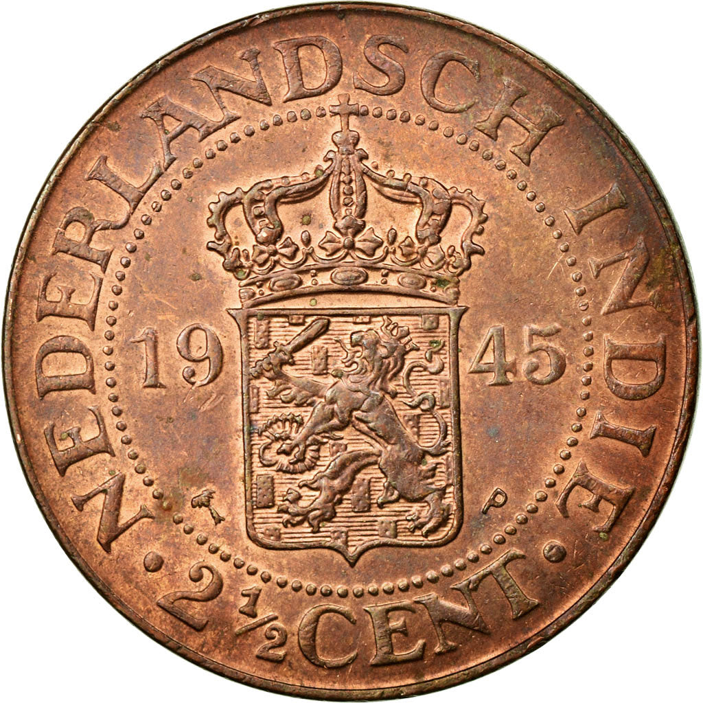Monnaie, NETHERLANDS EAST INDIES, Wilhelmina I, 2-1/2 Cents, 1945, Utrecht, TTB