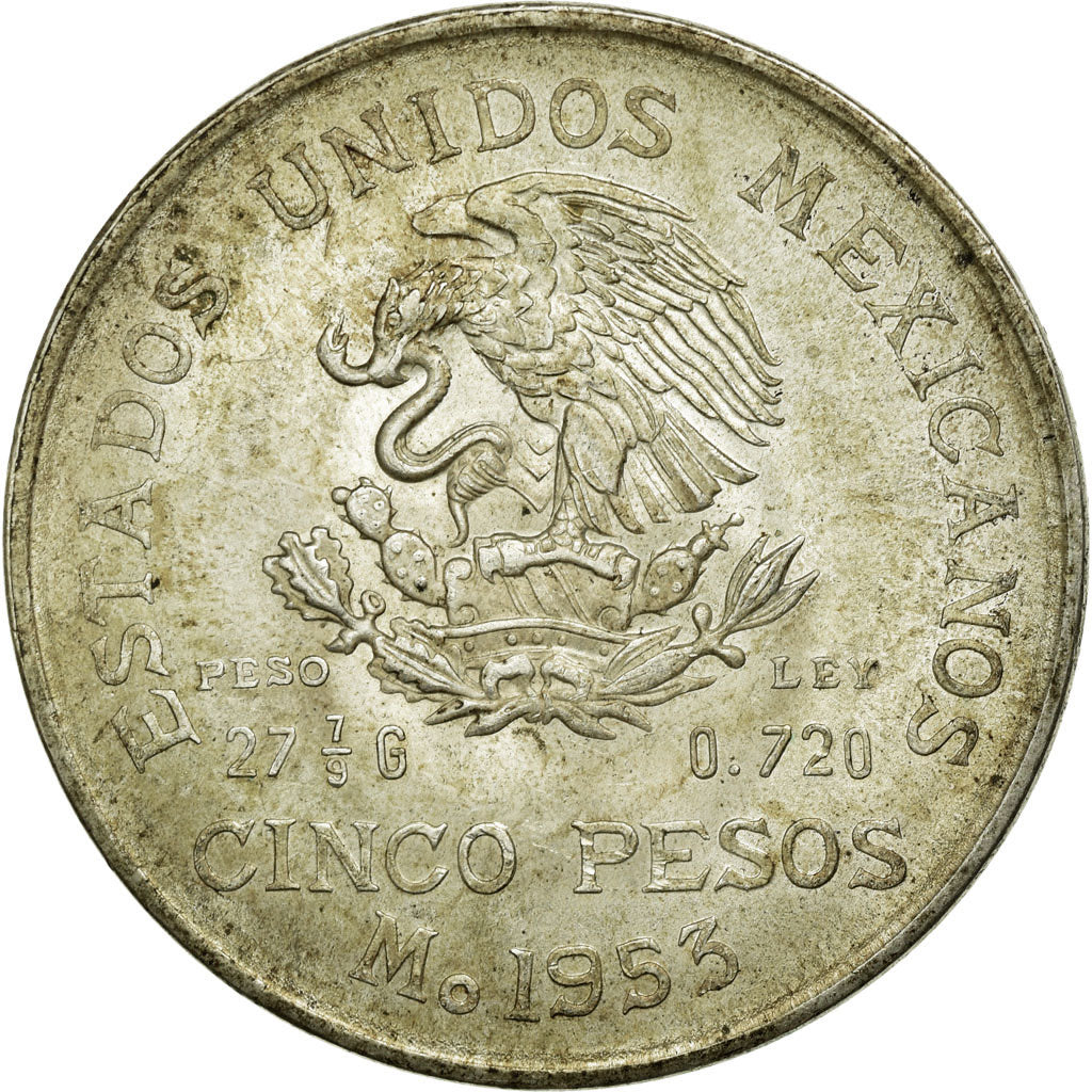 Monnaie, Mexique, 5 Pesos, 1953, Mexico City, TB+, Argent, KM:467