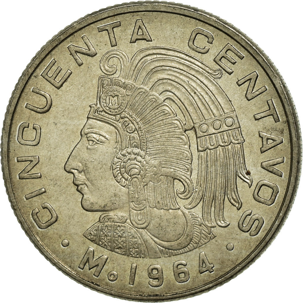 Moneta, Mexico, 50 Centavos, 1964, Mexico City, EF(40-45), Miedź-Nikiel, KM:451