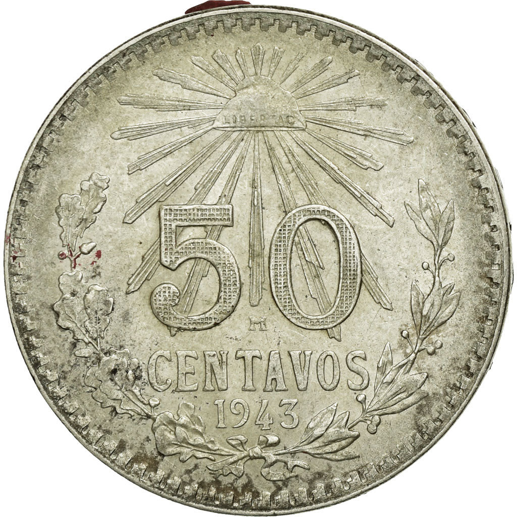 Coin, Mexico, 50 Centavos, 1943, Mexico City, EF(40-45), Silver, KM:447