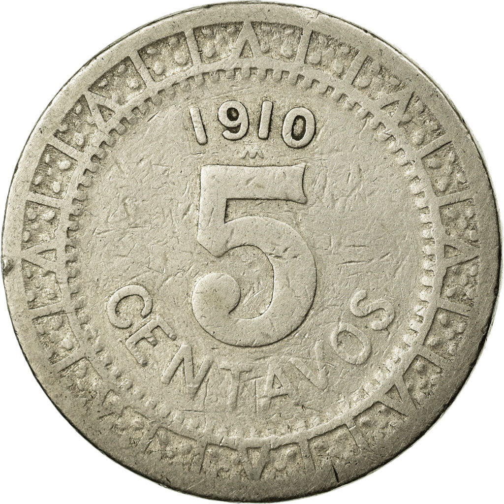 Moneda, México, 5 Centavos, 1910, Mexico City, MBC, Níquel, KM:421