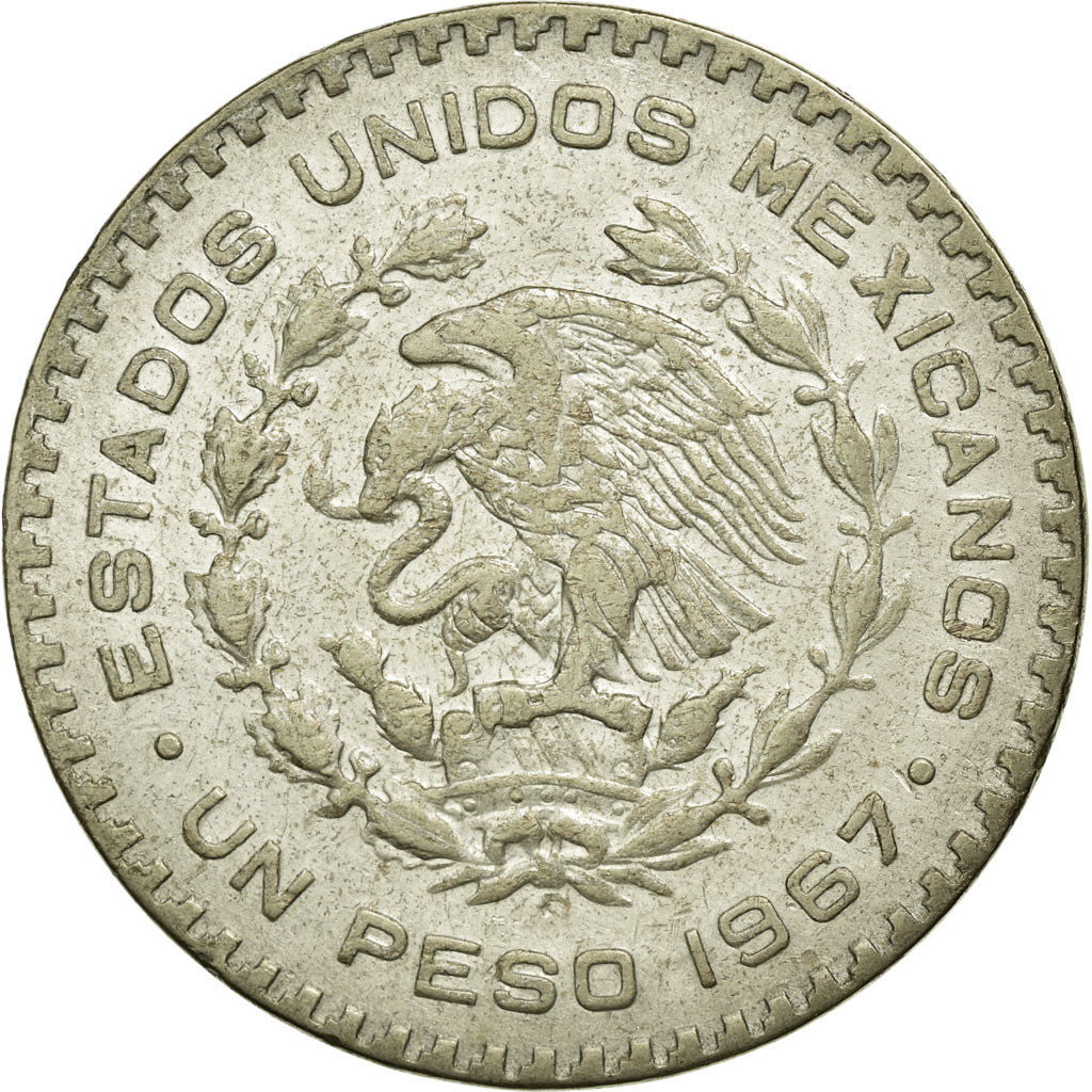 Coin, Mexico, Peso, 1967, Mexico City, EF(40-45), Silver, KM:459
