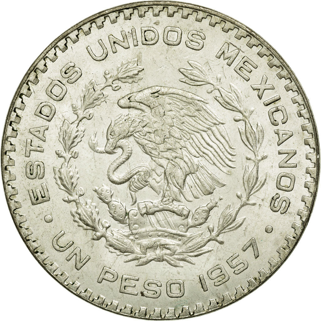 Coin, Mexico, Peso, 1957, Mexico City, EF(40-45), Silver, KM:459