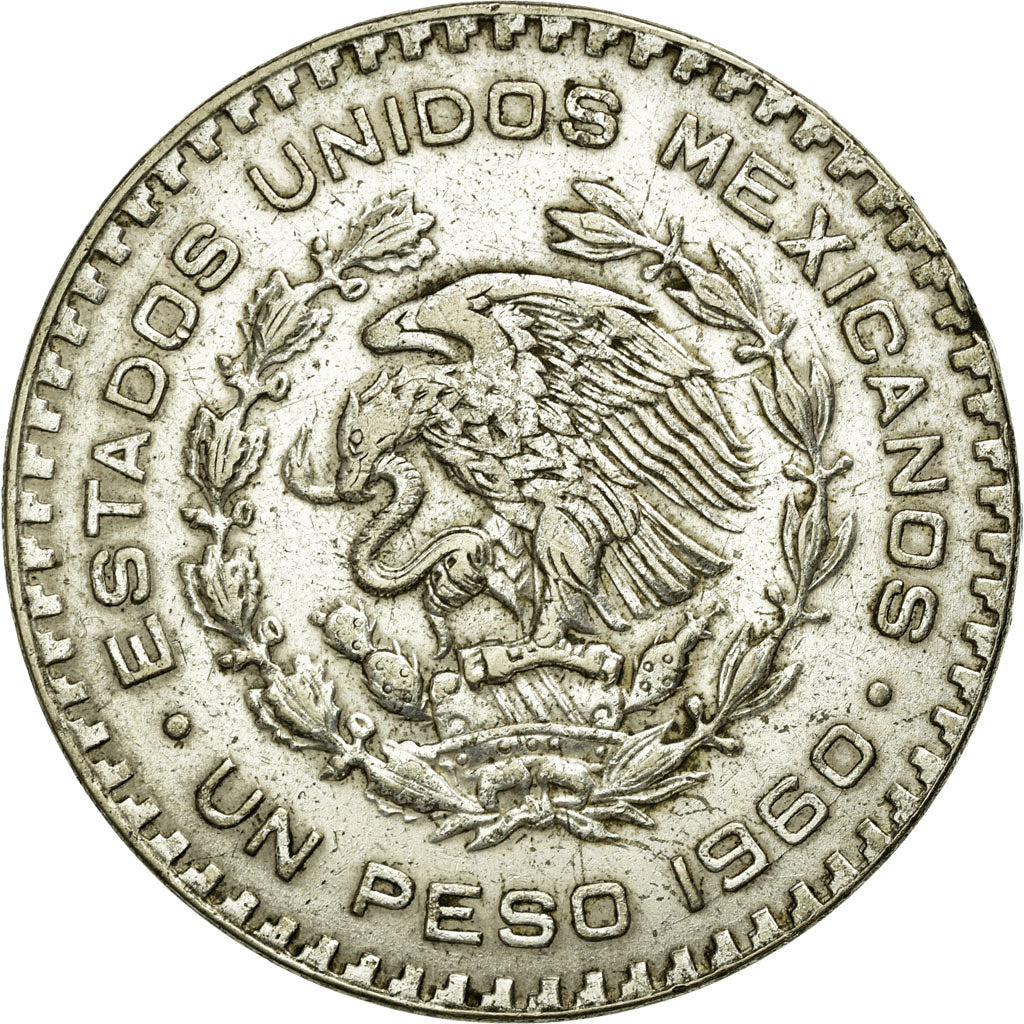 Coin, Mexico, Peso, 1960, Mexico City, EF(40-45), Silver, KM:459