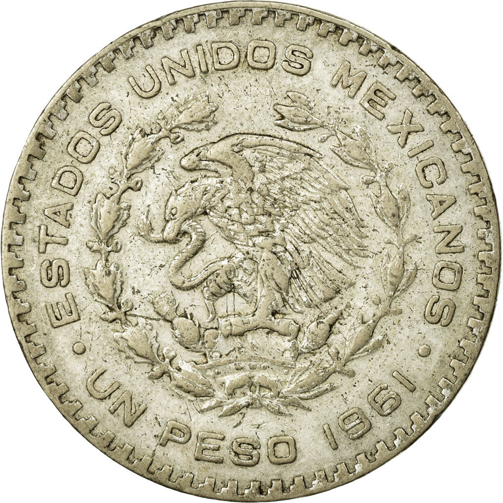 Coin, Mexico, Peso, 1961, Mexico City, VF(30-35), Silver, KM:459