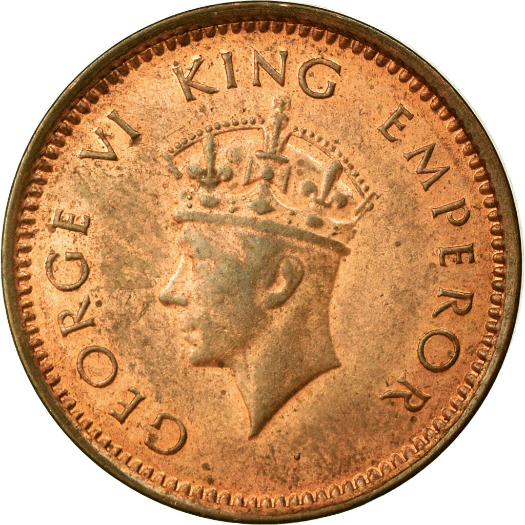 Coin, INDIA-BRITISH, George VI, 1/2 Pice, 1939, EF(40-45), Bronze, KM:528