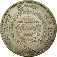 Coin, Ceylon, Elizabeth II, Rupee, 1957, EF(40-45), Copper-nickel, KM:125