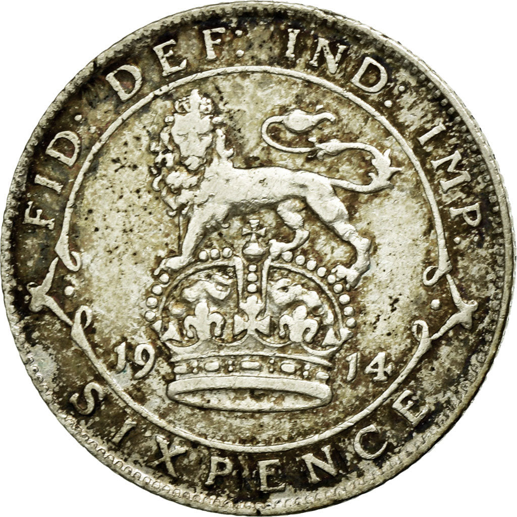 Coin, Great Britain, George V, 6 Pence, 1914, VF(30-35), Silver, KM:815