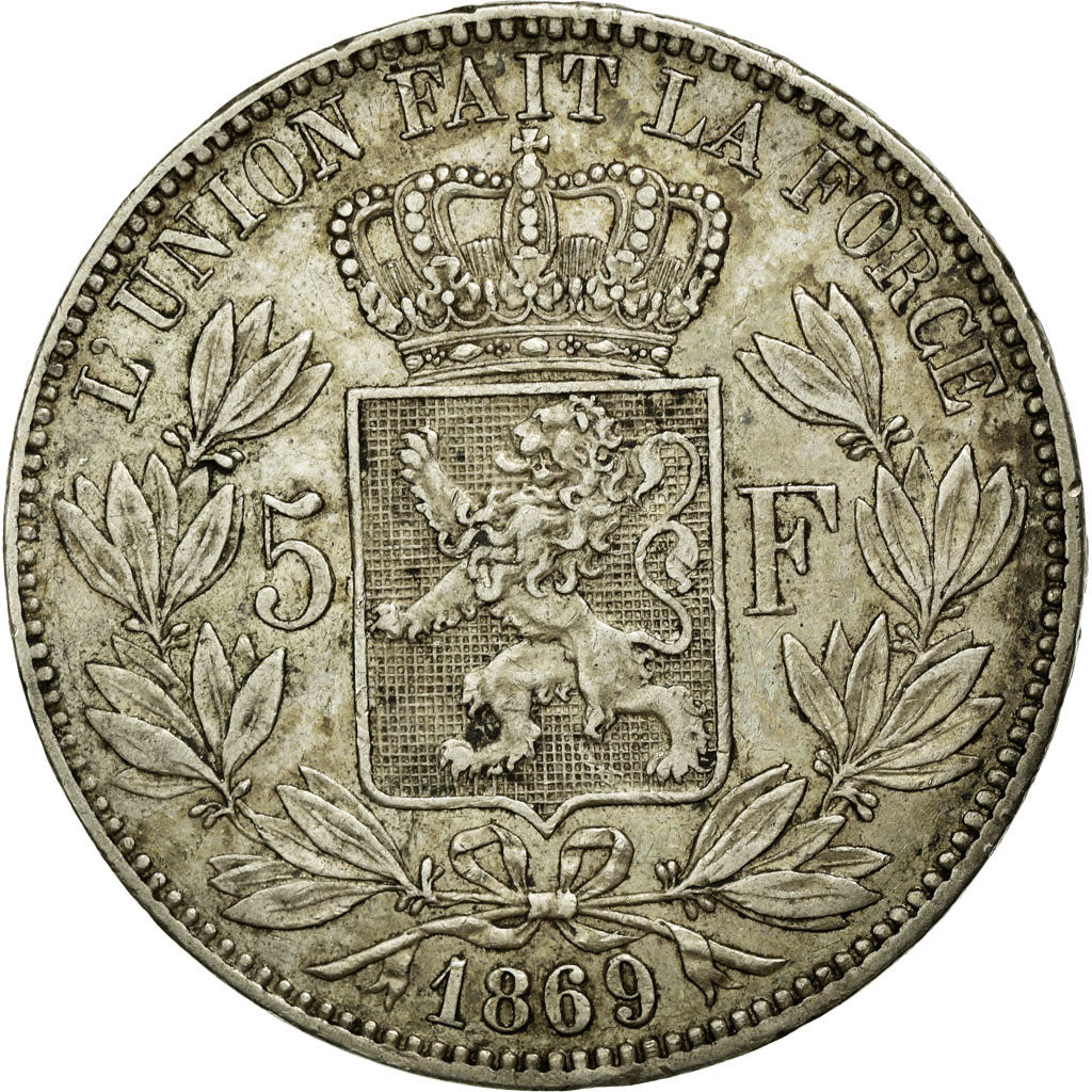 Coin, Belgium, Leopold II, 5 Francs, 5 Frank, 1869, EF(40-45), Silver, KM:24
