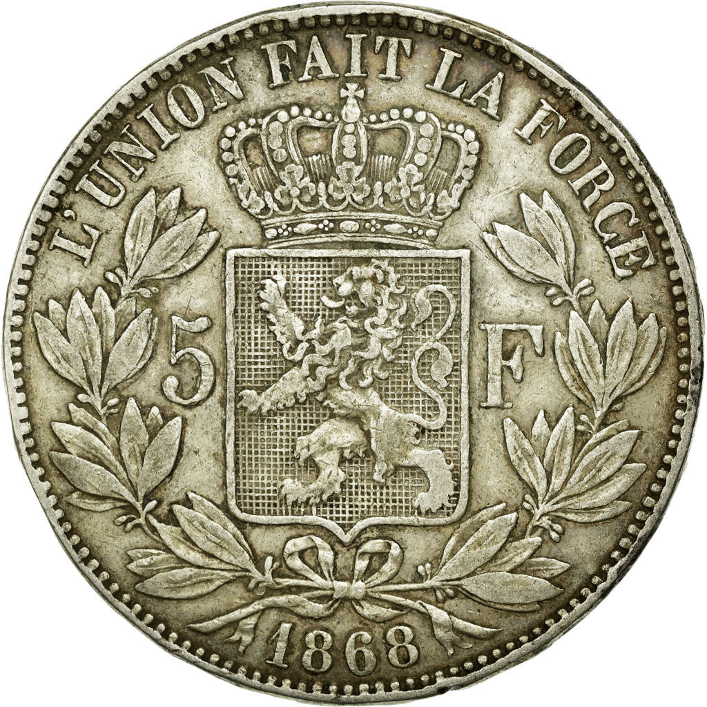 Coin, Belgium, Leopold II, 5 Francs, 5 Frank, 1868, VF(30-35), Silver, KM:24