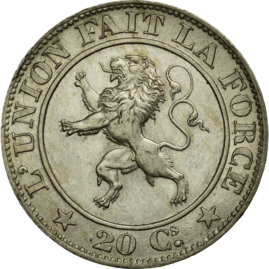 Coin, Belgium, Leopold I, 20 Centimes, 1861, AU(50-53), Copper-nickel, KM:20