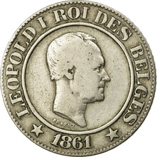 Coin, Belgium, Leopold I, 20 Centimes, 1861, VF(20-25), Copper-nickel, KM:20