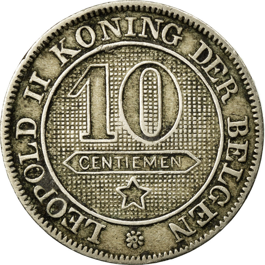 Moneta, Belgio, Leopold II, 10 Centimes, 1894, BB, Rame-nichel, KM:43