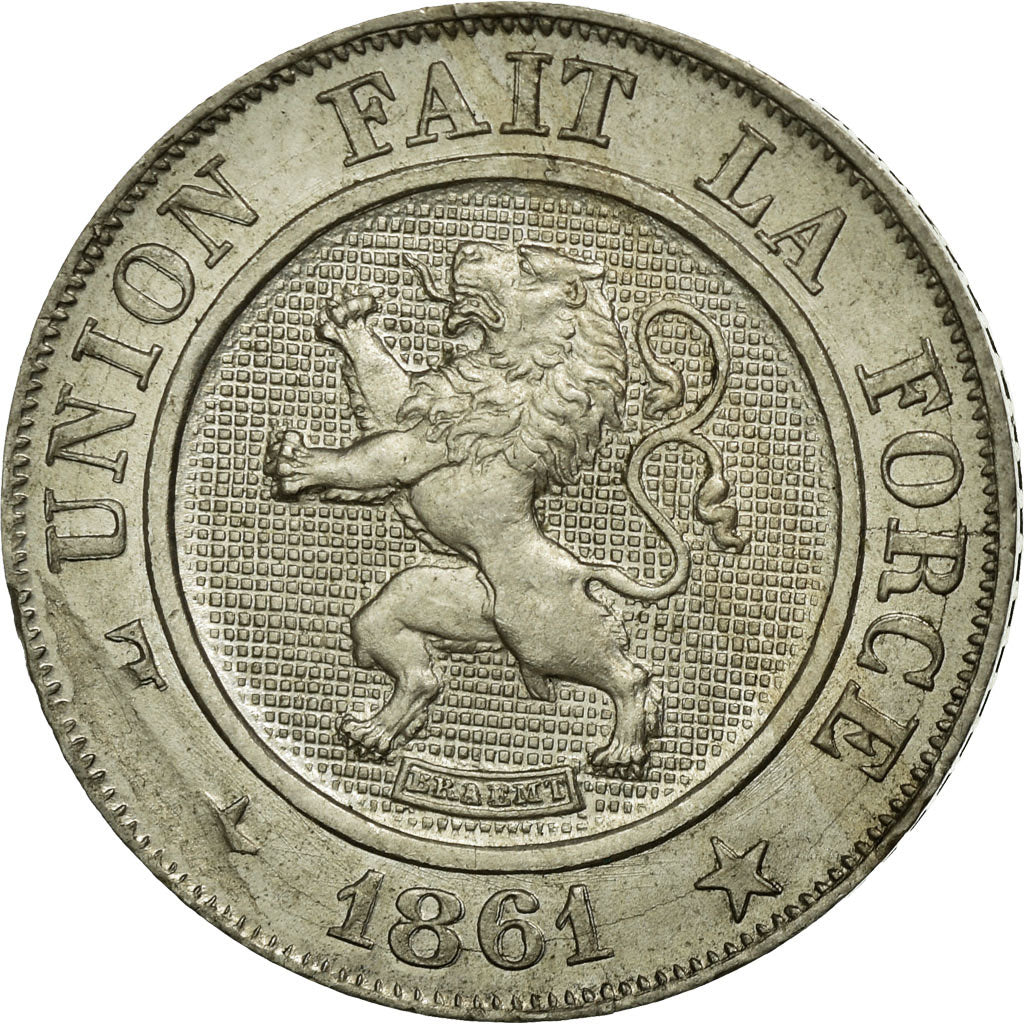 Coin, Belgium, Leopold I, 10 Centimes, 1861, AU(55-58), Copper-nickel, KM:22