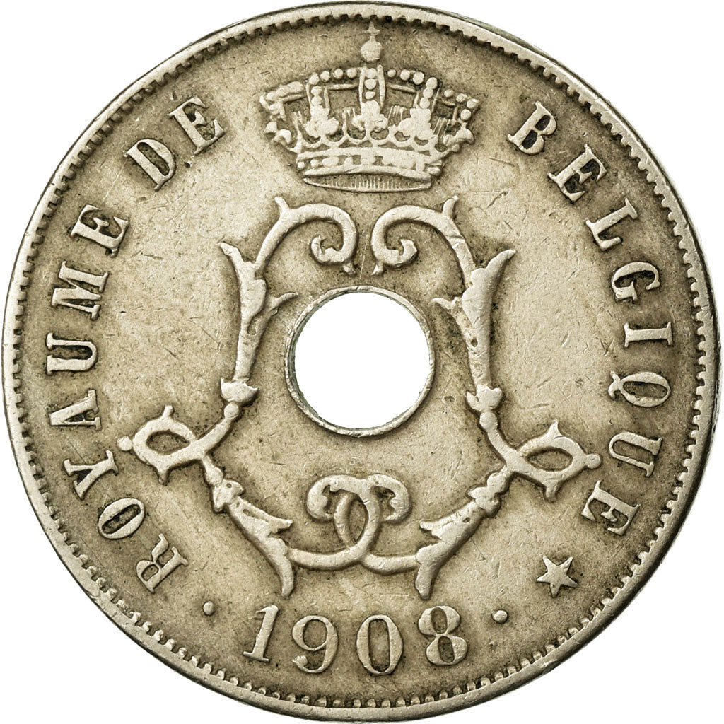 Münze, Belgien, 25 Centimes, 1908, SS, Copper-nickel, KM:62
