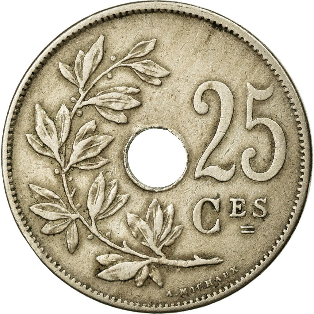 Münze, Belgien, 25 Centimes, 1908, SS, Copper-nickel, KM:62