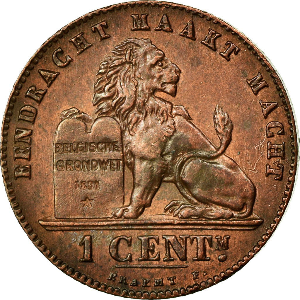 Coin, Belgium, Leopold II, Centime, 1894, AU(55-58), Copper, KM:34.1