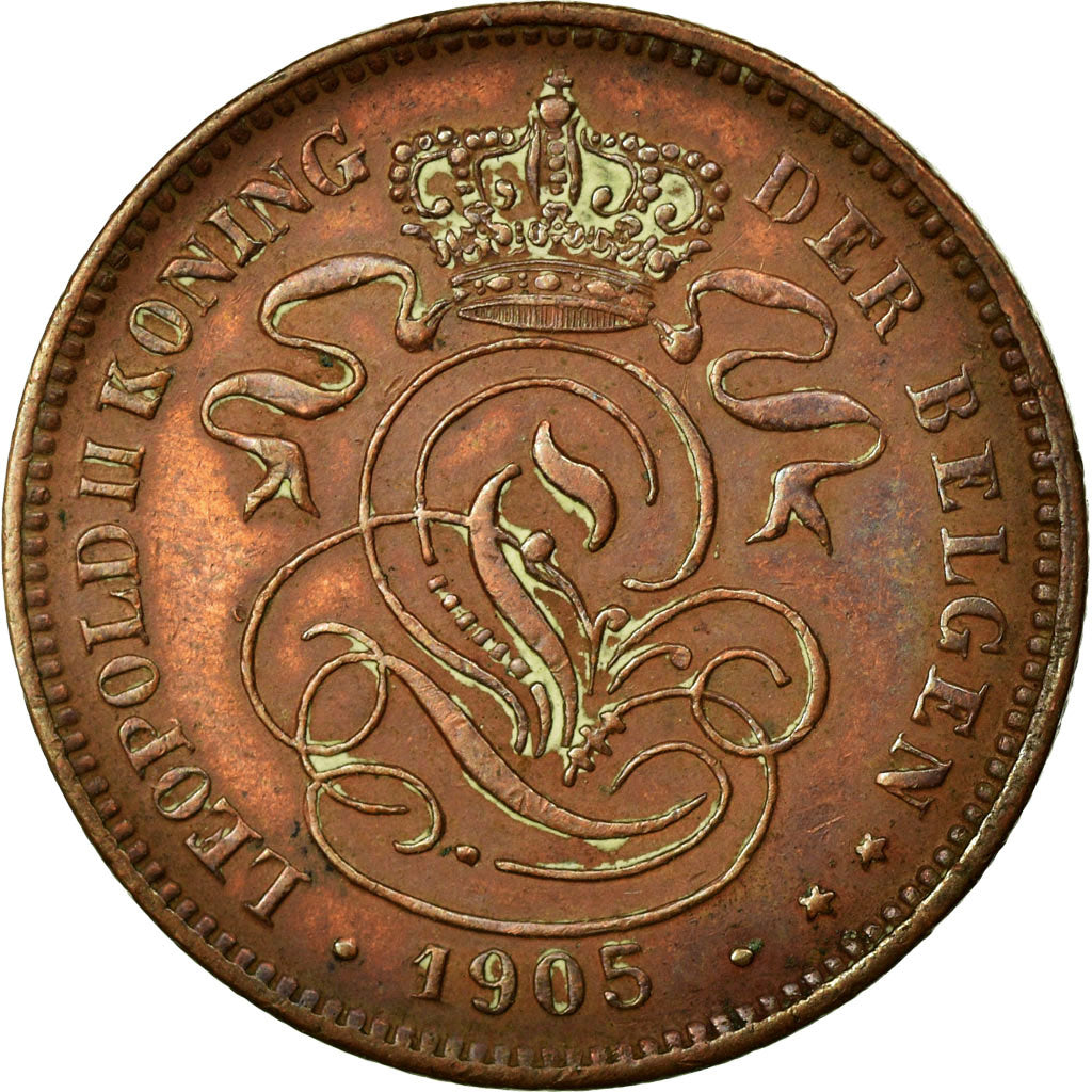 Coin, Belgium, 2 Centimes, 1905, AU(55-58), Copper, KM:36